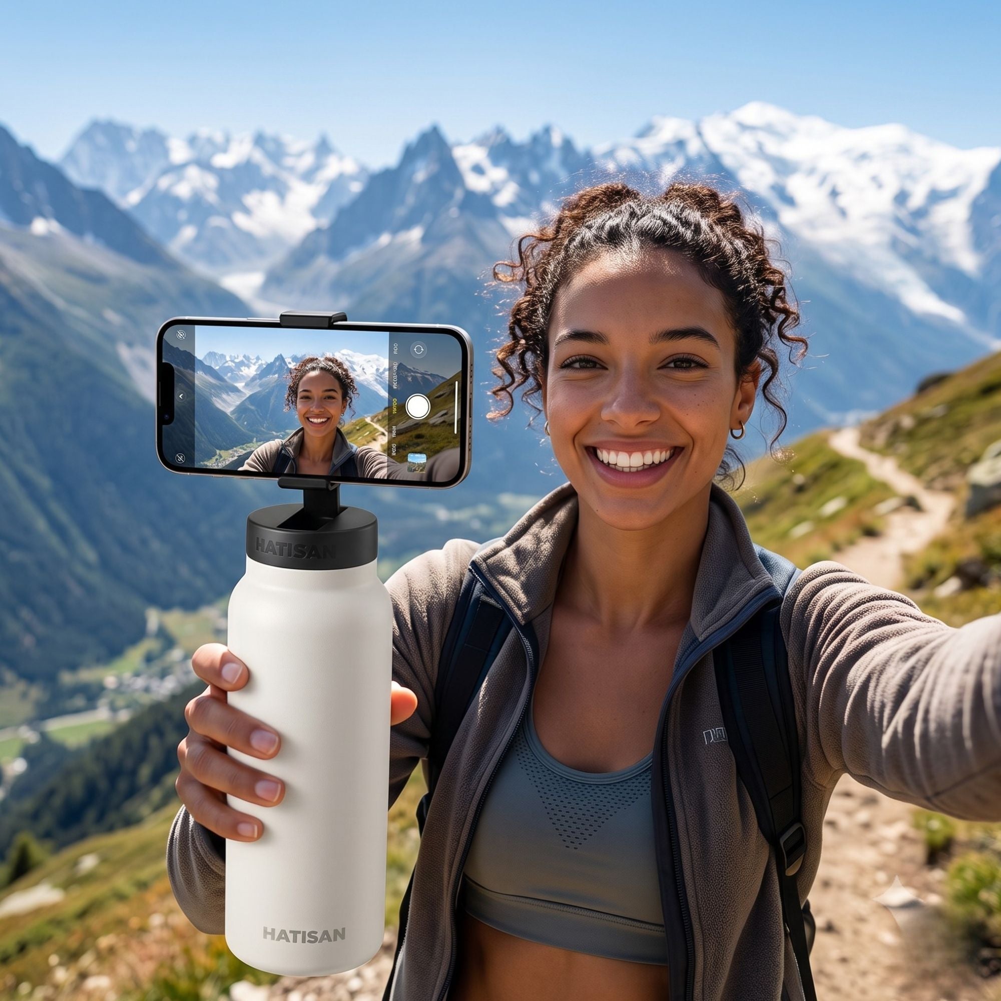 24oz Insulated Stainless Steel Water Bottle with Magnetic Phone Holder