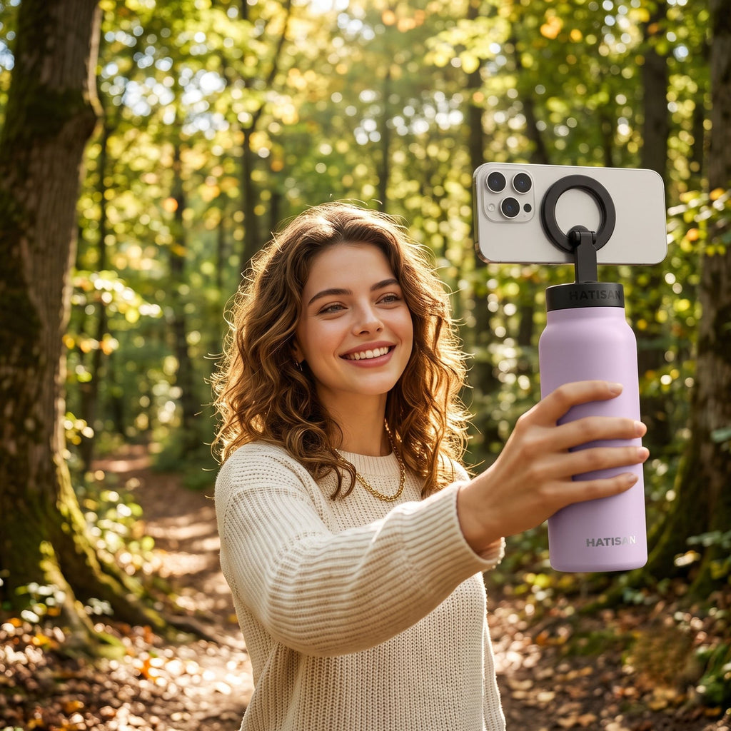 24oz Insulated Stainless Steel Water Bottle with Magnetic Phone Holder