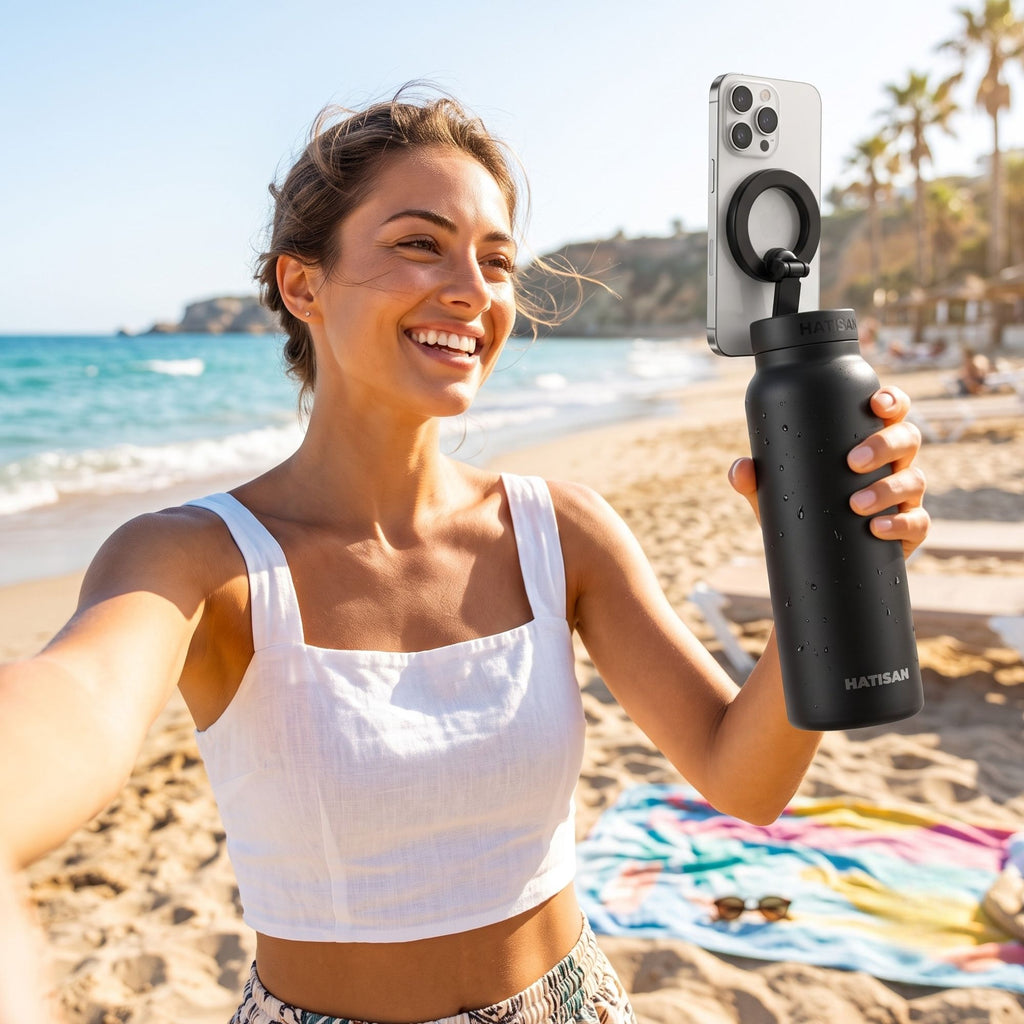 24oz Insulated Stainless Steel Water Bottle with Magnetic Phone Holder