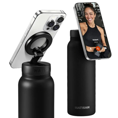 24oz Insulated Stainless Steel Water Bottle with Magnetic Phone Holder