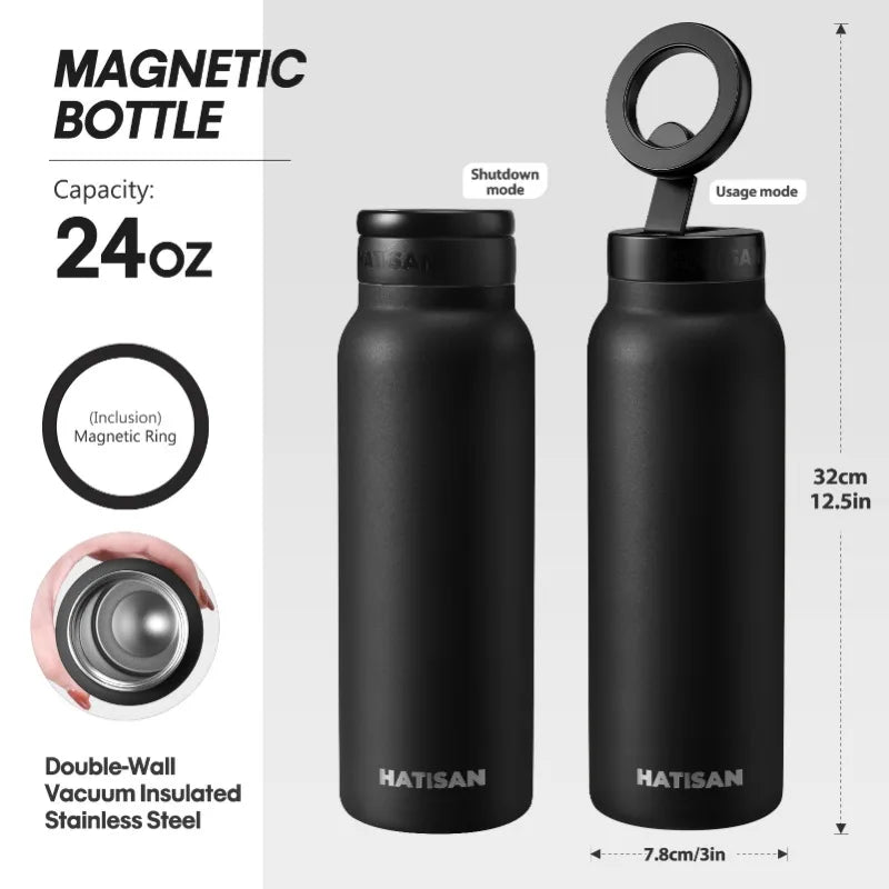 24oz Insulated Stainless Steel Water Bottle with Magnetic Phone Holder